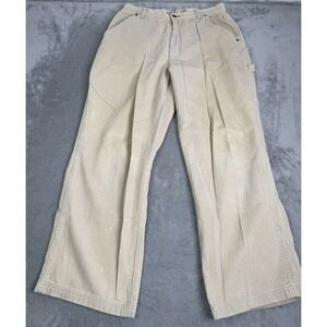 Vintage Y2K Plugg Corduroy Cargo Pants Men's Size 33x32 Beige Baggy
